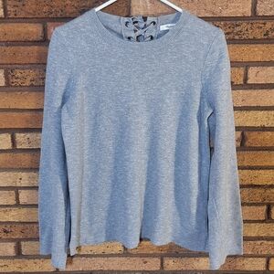 Madewell Small Gray Wide Long Sleeve Tie Lace Up Back Sweater